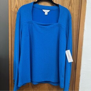 NWT Liz Claiborne Square Neck Long Sleeve Blouse